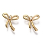 Ion Plating(IP) Brass Micro Pave Clear Cubic Zirconia Charms, Bowknot Charm, Long-Lasting Plated