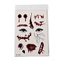 9Pcs 9 Style Halloween Clown Horror Removable Temporary Tattoos Paper Face Stickers, Rectangle with Eye/Mouth/Wound Pattern