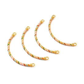 Alloy Connector Charms, with Enamel, Curved Tube Links, Golden