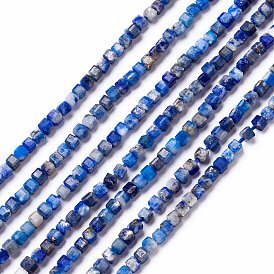 Lapis-lazuli, brins de perles naturels , facette, cube