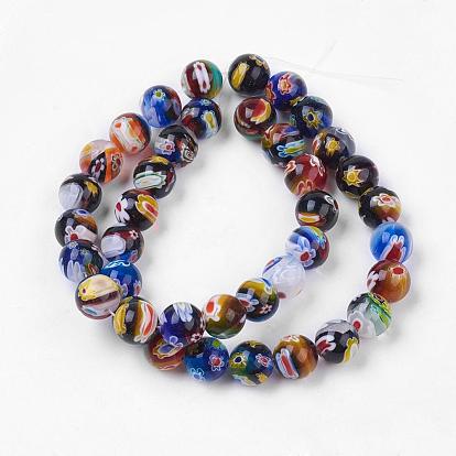 Handmade Millefiori Glass Beads Strands, Mixed Shapes