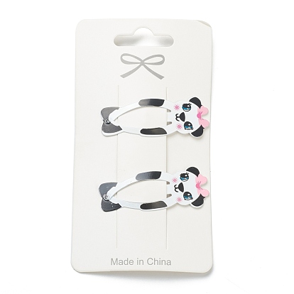 Cute Spray Painted Iron Snap Hair Clips, Panda, for Childern