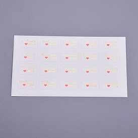 Valentine's Day Sealing Stickers, Label Paster Picture Stickers, for Gift Packaging, Rectangle with Word Handmade with Love