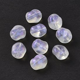 Transparent Acrylic Beads, Glitter Powder, Oval