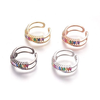 Zircone cubique anneaux de manchette, anneaux ouverts, criss cross anneaux, anneaux doubles, x anneau, avec les accessoires en laiton