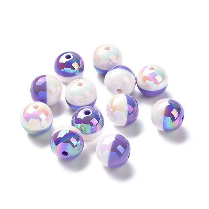 Perlas de resina opaca de dos tonos, color de ab, rondo