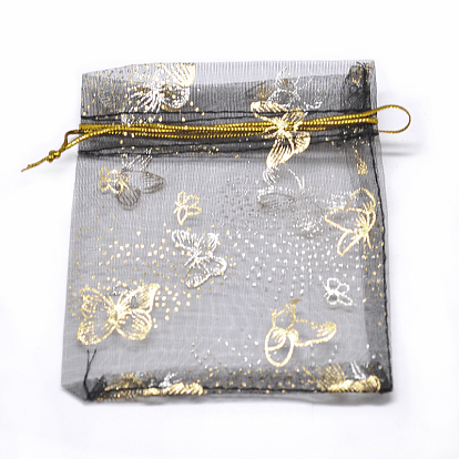Золотым тиснением бабочки прямоугольник органзы подарочные пакеты, ювелирные изделия упаковка Drawable пакеты
