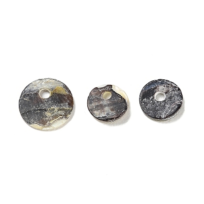 Natural Akoya Shell Flat Round Charms, Mother of Pearl Shell Charms