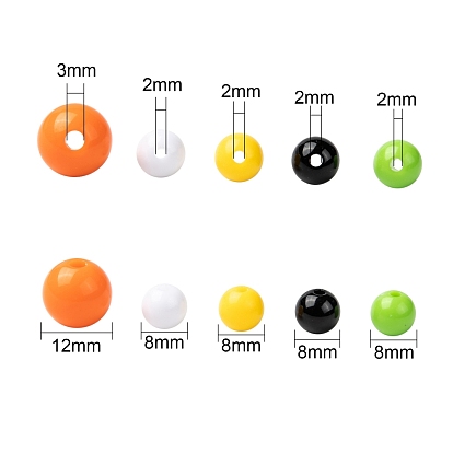 Granos de acrílico redonda opacos, 8 mm, Agujero: 2 mm, sobre 1800 unidades / 500 g