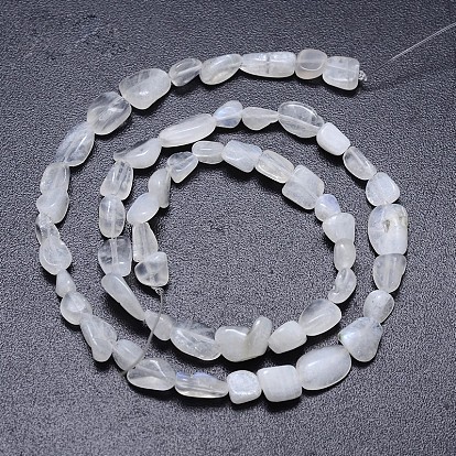 Pierres de lune arc-en-ciel blanches naturelles pépites brins de perles, pierre tombée, 6~12x5~7mm, Trou: 1mm, environ 15.7 pouce