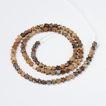 Natural Yellow Turquoise(Jasper) Star Bead Strands, 4x2mm, Hole: 1mm, about 103pcs/strand, 15.3 inch