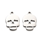 Halloween 316 Surgical Stainless Steel Charms, Laser Cut, Skull Charm
