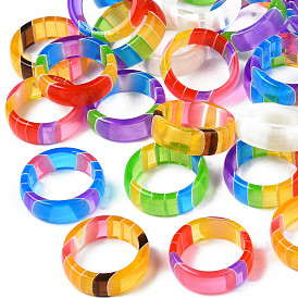 Transparent Resin Stripe Pattern Finger Ring for Women