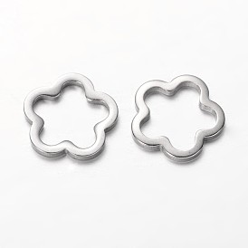 Flower 201 Stainless Steel Link Rings, 13.5x13.5x1.5mm