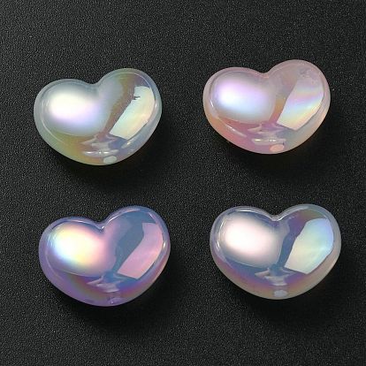 Placage uv arc-en-ciel irisé imitation gelée perles acryliques, cœur