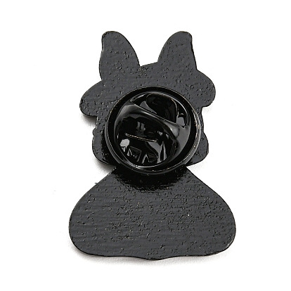 Мультяшный кролик с эмалированными булавками в сумке/плаще/ручке, значок из черного сплава для женщин