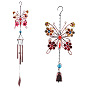 Campanas de viento, decoraciones colgantes de vidrio y arte del hierro, con acrílico, mariposa