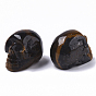 Halloween Natural Tiger Eye Beads, No Hole/Undrilled, Skull