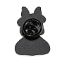 Conejo de dibujos animados con bolsa/capa/bolígrafo alfileres esmaltados, insignia de aleación negra para mujer