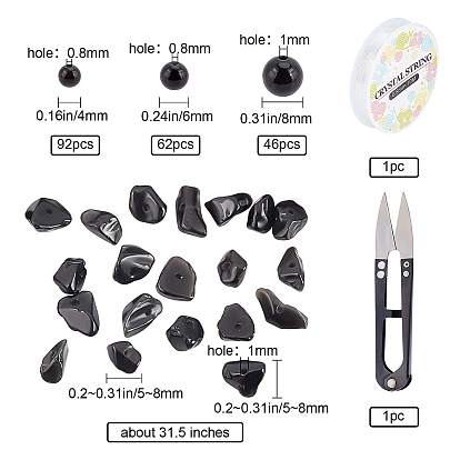 Kits de fabricación de joyas de bricolaje sunnyclue, incluyendo cuentas de obsidiana natural, hilo elástico de cristal y tijeras afiladas de acero