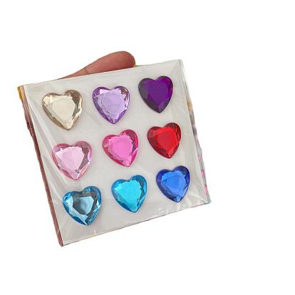 Plastic Rhinestone Self-Adhesive Stickers, Waterproof Bling Faceted Heart Crystal Decals for Party Decorative Presents, Kid's Art Craft