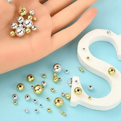 Abs perles en plastique, perles galvanisées écologiques, ronde