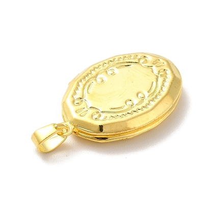 Rack Plating Brass Locket Pendants, Oval