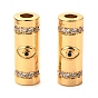 Brass Micro Pave Clear Cubic Zirconia Tube Beads, Long-Lasting Plated, Eye Pattern