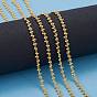 Handmade Brass Beaded Chains, with Spool, Soldered, Long-Lasting Plated