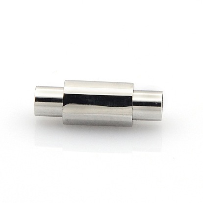 304 Stainless Steel Smooth Surface Magnetic Clasps with Glue-in Ends, Hexagonal Prisms