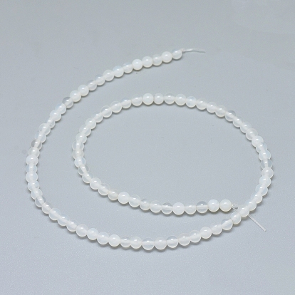 Naturelles agate perles blanches de brins, Grade a, ronde