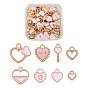80 pcs 8 pendentifs en émail en alliage d'or léger de style, pour Saint Valentin, cœur