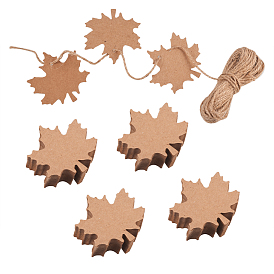 Jewelry Display Paper Price Tags, with Jute Twine Cord, Maple Leaf
