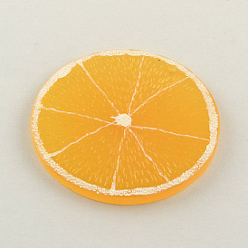 Pendentifs de fruits de résine, citron / plat rond, 48x3mm, Trou: 2mm