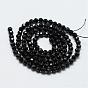 Natural Black Spinel Beads Strands, Faceted, Round