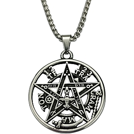 Tetragrammaton Star Stainless Steel Pendant Necklaces for Men