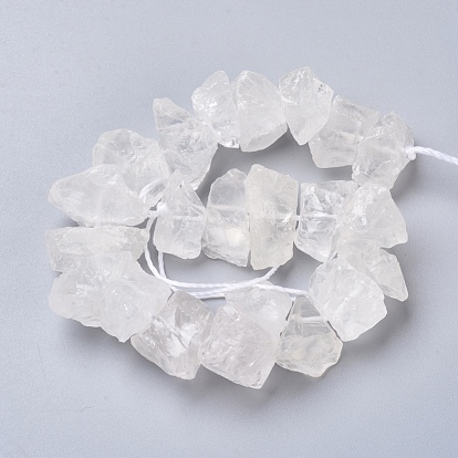 Natural Quartz Crystal Beads Strands, Rock Crystal, Rough Raw Stone, Nuggets
