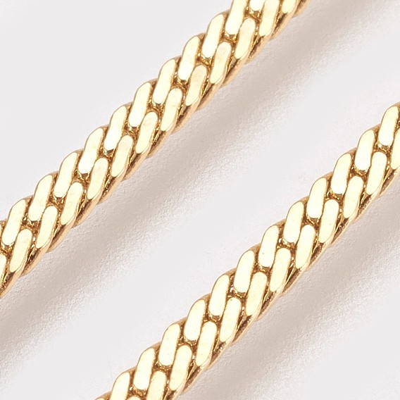 Collares de cadena de latón chapado al vacío haciendo, con cierre de langosta, larga duración plateado, real 24 k chapado en oro