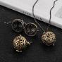 Brass Hollow Round Cage Pendants, For Chime Ball Pendant Necklaces Making, Lead Free & Nickel Free & Cadmium Free, 28x22mm, Hole: 6x5mm