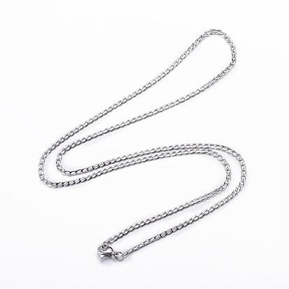 304 Stainless Steel Curb Chain Necklaces, with Lobster Claw Clasps