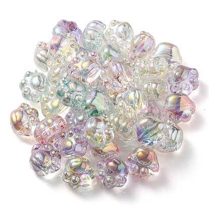 Placage uv perles acryliques irisées arc-en-ciel, impression de patte de chat