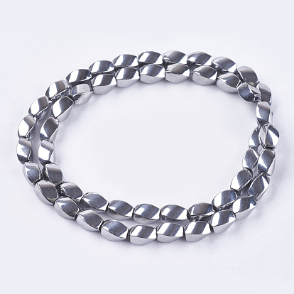 Non-magnetic Synthetic Hematite Beads Strands, Grade A, Twist Oval