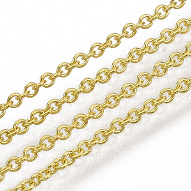 Brass Cable Chains, Soldered, with Spool, Oval, Cadmium Free & Lead Free, Long-Lasting Plated