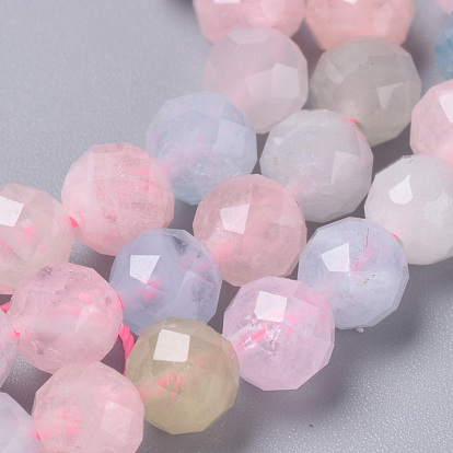 Natural Morganite Beads Strands, Faceted Round