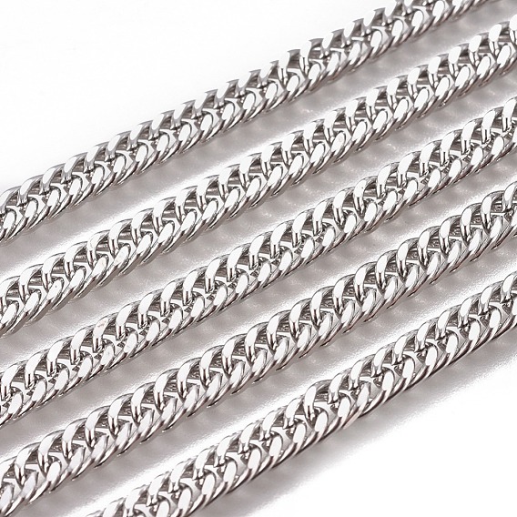 Handmade 201 Stainless Steel Cuban Link Chains, Chunky Curb Chains, Twisted Chains, Unwelded, Faceted