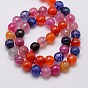 Natural Dragon Veins Agate Beads Strands, Faceted, Dyed, Round