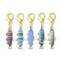 Fish Alloy Enamel Pendant Decorations, with Zinc Alloy Lobster Claw Clasps