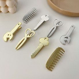 Chic Metal Hair Clip Set for Women - Unique Retro Side Hairpin, Comb and Bangs Clip Accessories