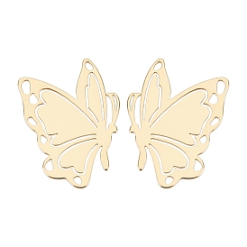 Brass Filigree Joiners Links, Long-Lasting Plated, Butterfly