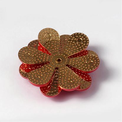 Cabochon de los ajustes de esmalte de bronce de la flor, dorado, Bandeja: 4 mm, 30x7 mm, agujero: 1 mm